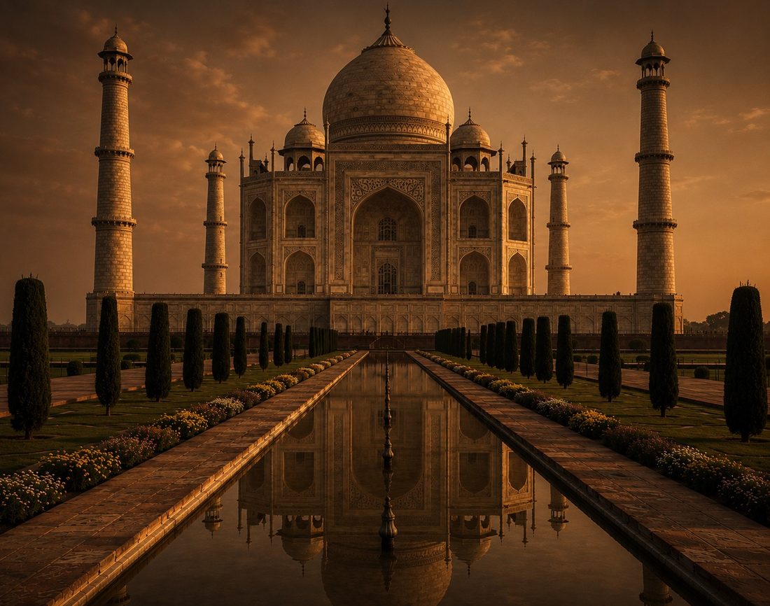 The Taj Mahal at sunset, India